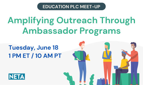 Education PLC Meetup: Amplifying Outreach through Ambassador Programs. Tuesday, June 18 at 1 PM ET / 10 AM PT