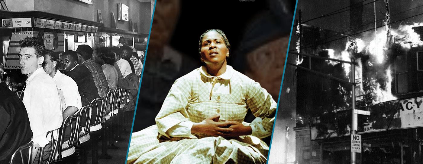 Images from February's collections shows including TRIUMPH: Tampa’s Untold Chapter in the Civil Rights Movement; RIOT: From Rebellion to Redemption; and Gabriel’s Daughter: The Life and Legacy of Clara Brown