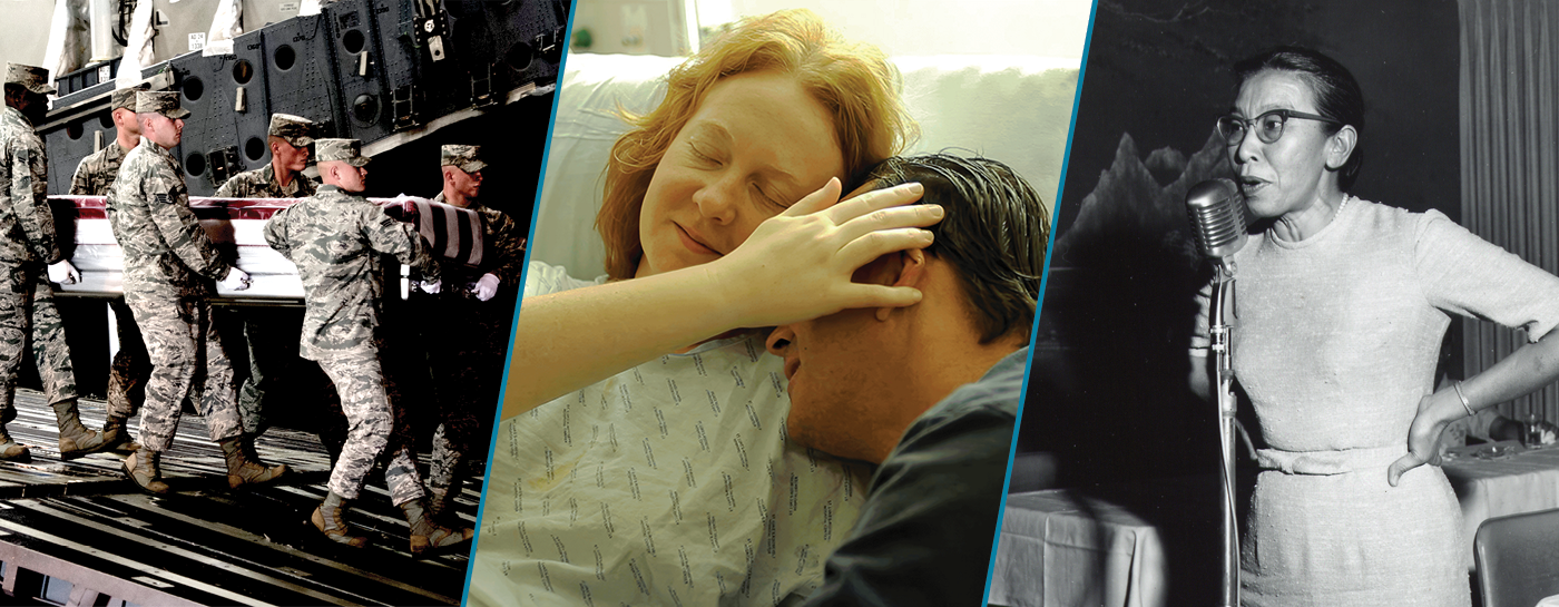 Images from May's collections shows including: What I Want You to Know; Anything You Lose; and Ah Quon McElrath: The Struggle Never Ends