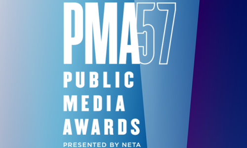 PMA57 logo. Public Media Awards, presented by NETA.