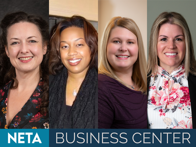 NETA Business Center Staff: Amy Larking, Albernel Jones, Tamra Swiderski, and Neal Kittredge Boles